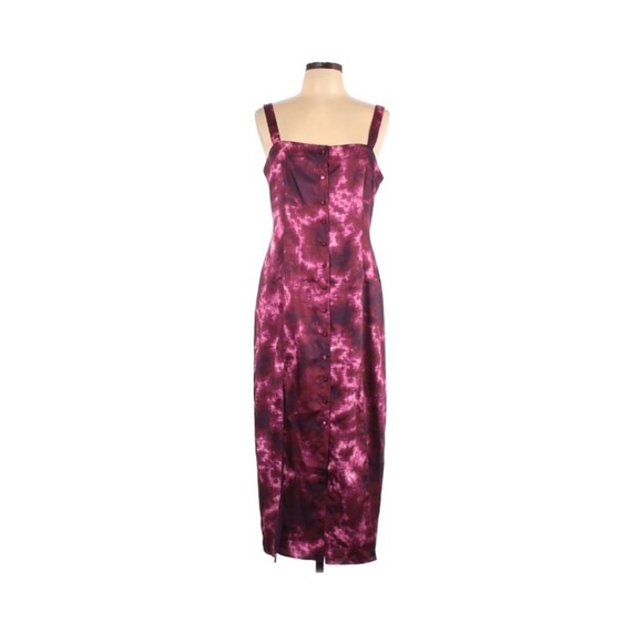 Cinq A Sept Alexa Tie Dye Satin Midi Dress Pink - Picture 4 of 5